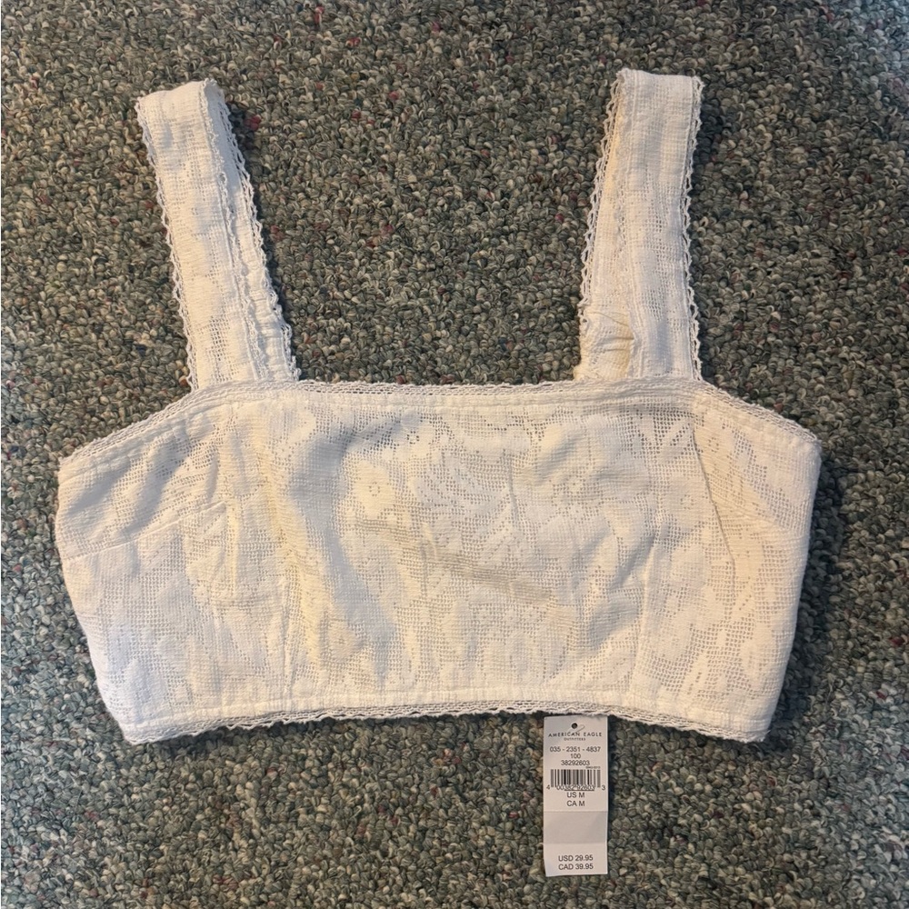 American Eagle White Lace Crop Bralette